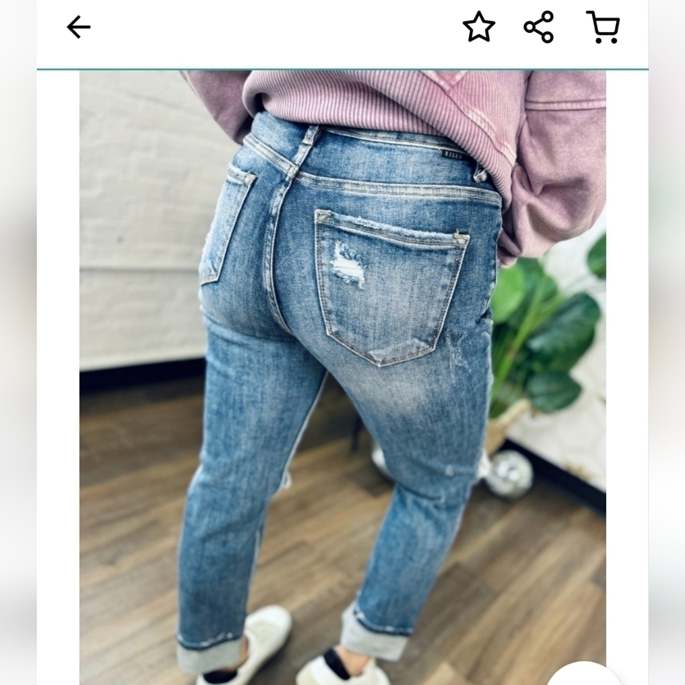 Risen high rise distressed girlfriend jeans  size 9/29 - Picture 12 of 14